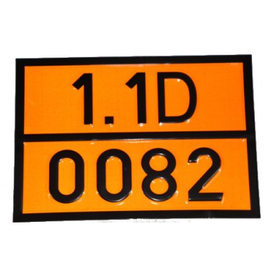 Табличка ДОПОГ - "Взрывчатое вещество бризантное, тип В" (UN0082)