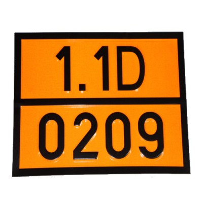 Табличка ДОПОГ - "Тринитротолуол (ТНТ) сухой или увлажненный" (UN0209)