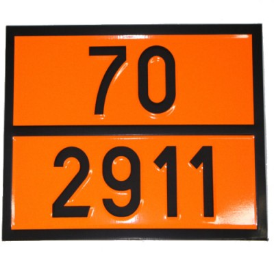 Табличка ДОПОГ - "Радиоактивный материал, освобожденная упаковка, приборы или изделия" (UN2911)