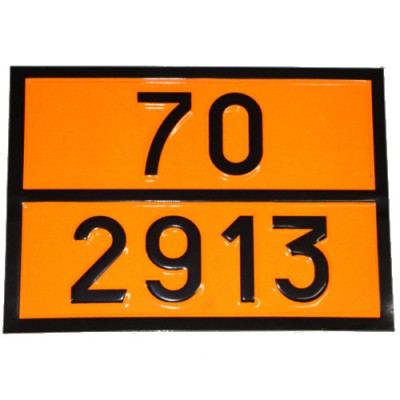 Табличка ДОПОГ - "Радиоактивный материал, (ОПРЗ-I или ОПРЗ-II)" (UN2913)