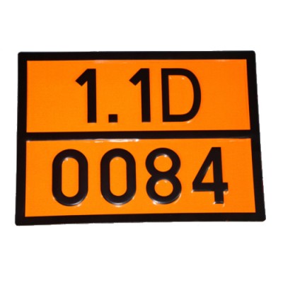 Табличка ДОПОГ - "Взрывчатое вещество бризантное, тип D" (UN0084)