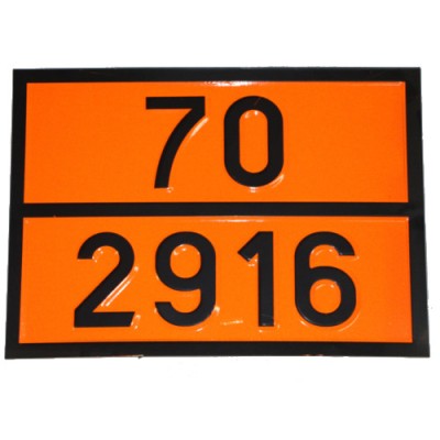 Табличка ДОПОГ - "Радиоактивный материал,упаковка типа B(U), неделящийся или делящийся-освобожденный" (UN2916)