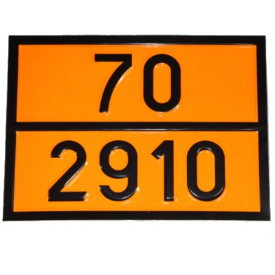 Табличка ДОПОГ - "Радиоактивный материал, освобожденная упаковка" (UN2910)