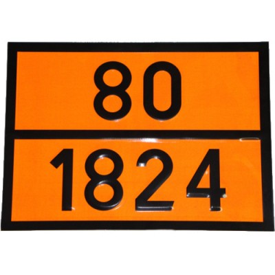 Табличка ДОПОГ - "Раствор гидроксида натрия" (UN1824)