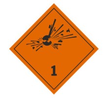 Знак "Подкласс 1.1, 1.2, 1.3 Взрывчатые вещества"