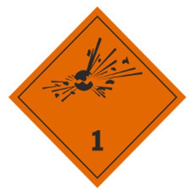 Знак "Подкласс 1.1, 1.2, 1.3 Взрывчатые вещества"